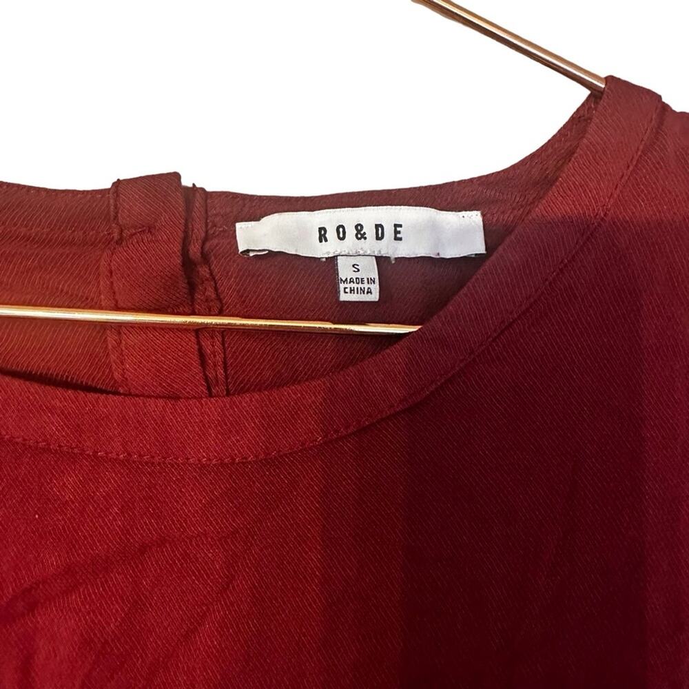 RO&DE burgundy tiered w/lace butterfly sleeve top size small - Picture 3 of 8